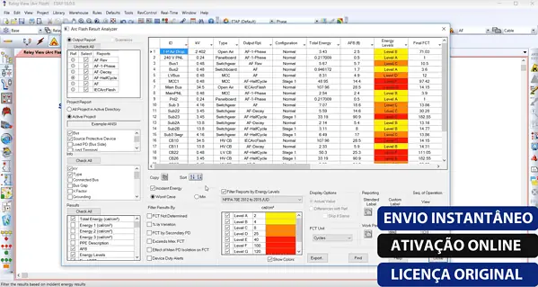 screenshot etap energy management system arc flash result analyzer