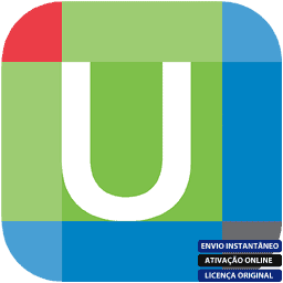Software: Um logotipo vibrante e contemporâneo apresenta um "U" branco proeminente contra um fundo quadrado verde, cercado por blocos menores vermelhos, azuis e azul-petróleo. No canto inferior direito, os rótulos portugueses declaram “Envio Instantâneo”, “Ativação Online” e “Licença Original”. Este design é ideal para qualquer loja de software que ofereça UpToDate 2.0 Todos os sistemas operacionais.