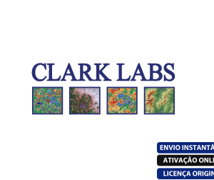 Software: Logotipo do Clark Labs TerrSet 18.31 com quatro imagens de mapas coloridos abaixo do nome, com rótulos na parte inferior: ENVIO INSTANTÂNEO, ATIVAÇÃO ONLINE e LICENÇA ORIGINAL em abas azuis e pretas — ideal para pessoas que buscam comprar software com entrega imediata em uma loja de software confiável.