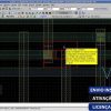 Software: Captura de tela da interface do Mentor Graphics Caliber 2019.1 Linux mostrando um design de circuito complexo com grades e linhas coloridas. A tela inclui menus, botões de controle e seções rotuladas com detalhes como M13 line-end. No canto inferior direito, há um texto em português sobre licenciamento que menciona entrega imediata.
