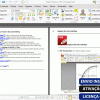 Software: Captura de tela do PDF-XChange Editor Plus 9.0 exibindo um documento aberto intitulado Ribbon Manual. A interface apresenta opções de edição e barras de ferramentas na parte superior, com o conteúdo visível no lado direito. Um rótulo azul no canto inferior direito destaca 