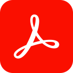 Software: Um quadrado vermelho com cantos arredondados exibindo um símbolo A branco estilizado, icônico do logotipo do Adobe Acrobat Reader, é facilmente reconhecível para aqueles que desejam comprar licença em uma loja de software confiável.