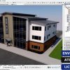 Software: O projeto arquitetônico 3D de um edifício moderno é exibido em uma tela de computador usando o Archicad 25 – (Graphisoft) Software Vitalício. A interface apresenta várias barras de ferramentas e uma árvore de arquivos de projeto, com texto na parte inferior informando Envio Instantâneo, Ativação Online e Licença Original. Este software está disponível em nossa loja de software para fácil compra.