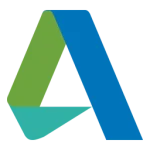 Software: Um logotipo estilizado da letra A, perfeito para uma empresa de software, apresenta um gradiente de três cores — verde, azul e azul-petróleo — formando um triângulo angular em um fundo preto elegante.