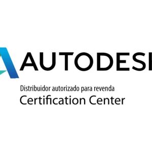 Software: Logotipo com o emblema original do Autodesk AutoCAD 2022 - Software Vitalício com o texto AUTODESK em negrito. Abaixo, em texto menor, lê-se: Distribuidor autorizado para revenda Certification Center, ideal para quem busca adquirir um software com entrega imediata.