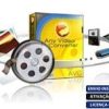 Software: Uma imagem promocional do Any Video Converter Professional 7.1.3 apresenta um rolo de DVD, fotos e vários dispositivos eletrônicos, destacando suas capacidades de conversão de multimídia. O texto destaca recursos como entrega imediata, ativação online e a opção de comprar licença por meio de uma licença original.