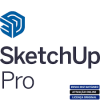 Software: O logotipo do SketchUp Pro 2024 apresenta uma forma geométrica azul estilizada acompanhada pelo texto 