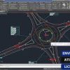 Software: Uma tela de computador exibindo um projeto detalhado de interseção de estrada usando o AutoCAD Civil 3D 2022, completo com vários rótulos e medidas. Texto em português sobre comprar licença vitalícia para o software também é visível, destacando seu licenciamento e ativação.