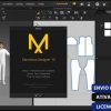 Software: Captura de tela da interface do software Marvelous Designer 11 Enterprise - Licença Vitalícia. Ela mostra um modelo 3D de uma pessoa à esquerda e moldes de vestimenta à direita. Uma janela pop-up exibe a versão do software e os detalhes da licença para facilitar a compra. Os botões dizem Envio Instantâneo e Ativação Online, garantindo a entrega imediata.