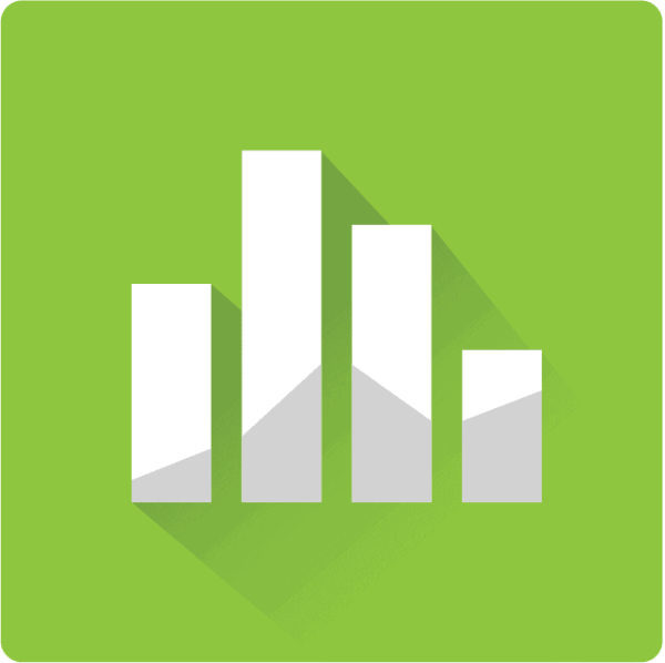 Software: Um fundo verde com um ícone branco de um gráfico de barras com quatro barras verticais de alturas diferentes, ideal para visualizar análises de software. Perfeito para quem busca comprar um Minitab 21.4 - 2023 - Licença Vitalícia de uma loja de software confiável.