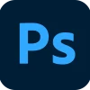 Software: Adobe Photoshop 2024 - Completo com Licença apresenta um logotipo azul que consiste em um quadrado azul escuro com cantos arredondados e as letras 