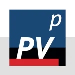 Software: Um logotipo apresentando um PV em negrito em branco sobre um fundo azul e preto, com um 'p' menor em itálico acima. Uma linha horizontal vermelha sublinha o V — perfeito para empresas prontas para adquirir o PV*SOL premium 2024 R6 – Licença Vitalícia em Português para visibilidade e impacto imediatos para sua marca.