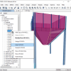 Software: Captura de tela da interface do SAP2000 Versão 25 (2024) de uma loja de software, mostrando uma visão 3D de um modelo estrutural com um componente rosa em forma de funil e moldura azul. Um menu de contexto é aberto com opções para selecionar ou modificar a seção W14X22, ideal para usuários que buscam entrega imediata.