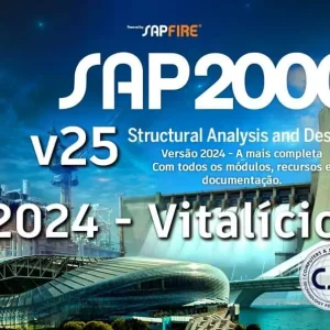 Software: Imagem promocional do CSI SAP2000 Ultimate 25 (2024), apresentando software de análise estrutural e design detalhado em cenários arquitetônicos industriais e urbanos. O texto destaca a versão 2024 com uma licença vitalícia, exibindo orgulhosamente o logotipo do CSI. Perfeito para quem procura comprar licença em uma loja de software confiável.