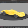 Software: A interface do Rhinoceros 8.7 - Rhino 8 (2024) Software Completo com Licença exibe um modelo de carro amarelo em uma plataforma preta e elegante. A tela inclui várias barras de ferramentas e opções, como camadas, configurações básicas de ambiente e propriedades de objetos — ideal para quem procura comprar software com entrega imediata.